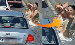 Kadınların tehlikeli yolculuğu… Otomobilin camlarına çıkıp oynayarak gittiler