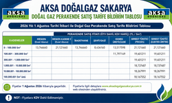 AKSA Sakarya Ağustos fiyat tarifesi