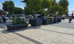 Beton saksılar boyandı