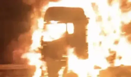 TEM Otoyolu'nda tır alev alev yandı