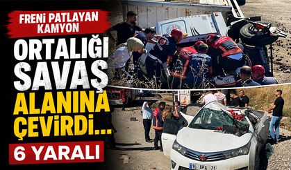 Freni patlayan kamyon ortalığı savaş alanına çevirdi... 6 yaralı