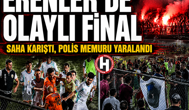 Şampiyonluk maçında saha karıştı! Polis memuru yaralandı