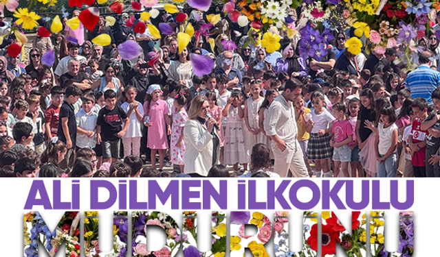 Ali Dilmen İlkokulu müdürünü çiçeklerle uğurladı