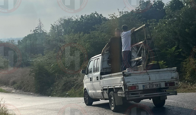 Kamyonette tehlikeli yolculuk!