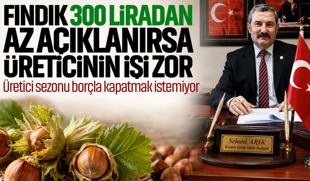 Fındık 300 liradan az açıklanırsa üreticinin işi zor