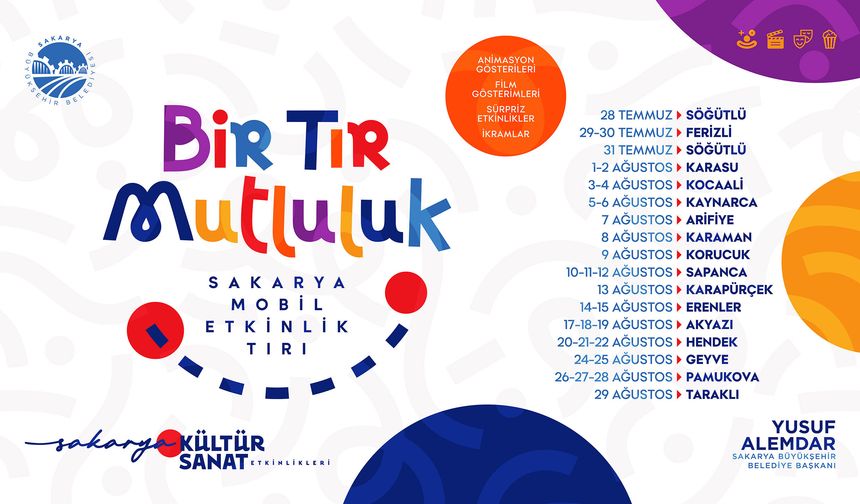 Bir Tır Mutluluk, yaz boyunca Sakarya’yı dolaşacak