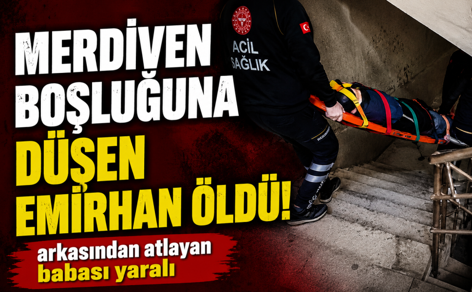 Merdiven boşluğuna düşen Emirhan öldü, arkasından atlayan babası yaralı